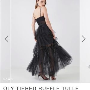 BCBG Oly tiered ruffle gown